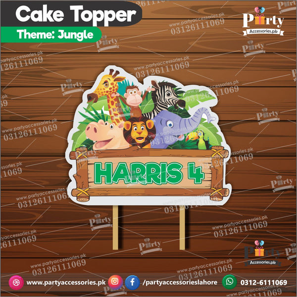 Customized Jungle safari theme birthday cake topper