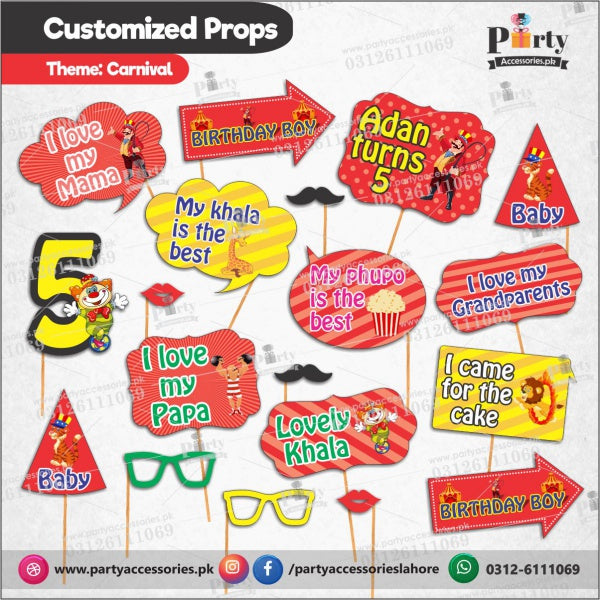 Customized props set for Carnival Circus theme birthday party