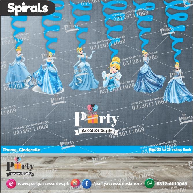 Cindrella theme Spiral Hanging swirls for birthday party decorations