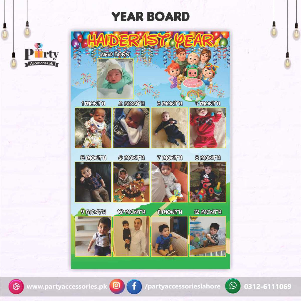 Cocomelon theme year board Customized Month wise year Picture board premium