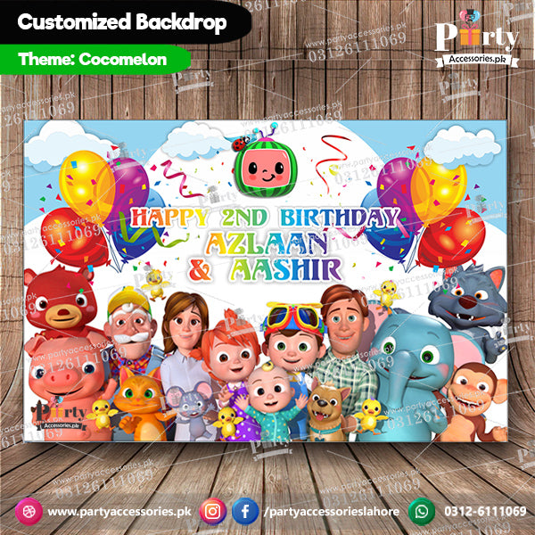 cocomelon theme birthday party backdrop
