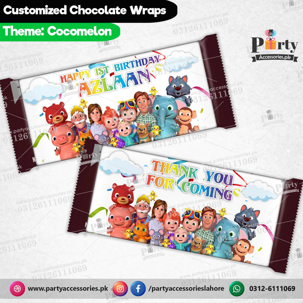 Customized cocomelon theme chocolate wraps 