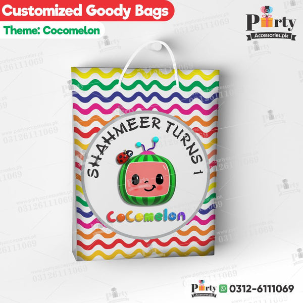 Cocomelon theme table decoration Customized Goody Bags / favor bags amazon ideas