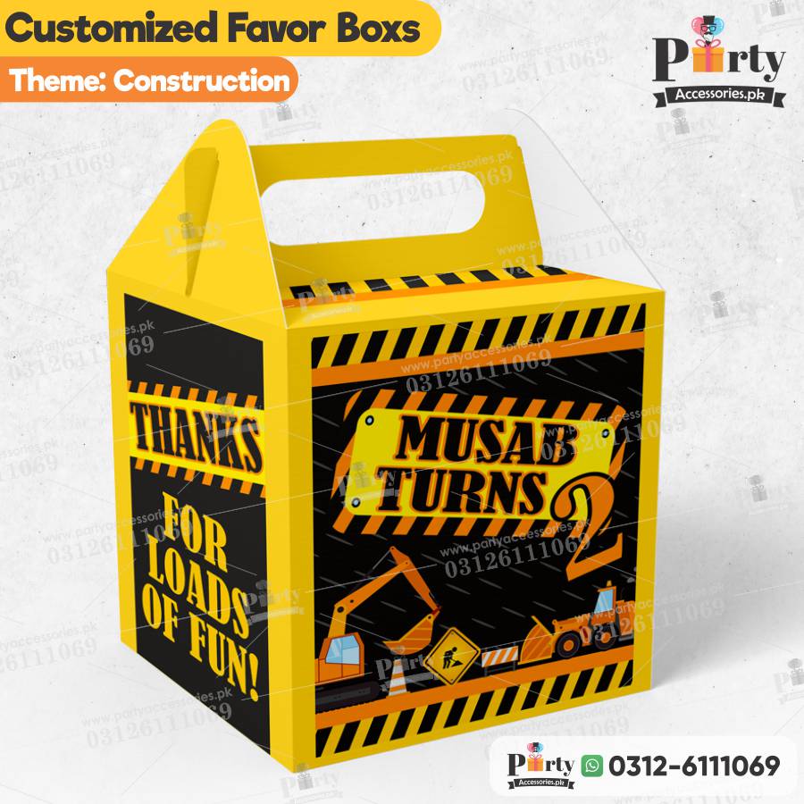 Customized Construction theme Goody Boxes