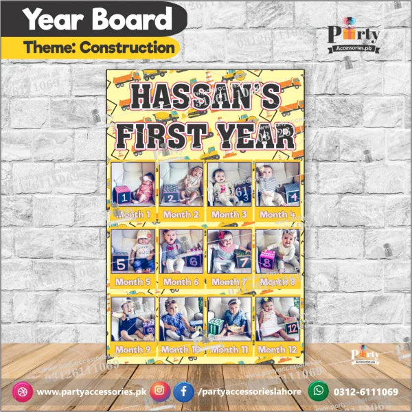 construction theme customized year board