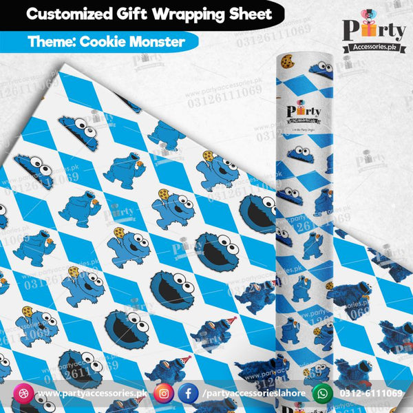 Gift wrapping sheets for Cookie monster theme birthday party