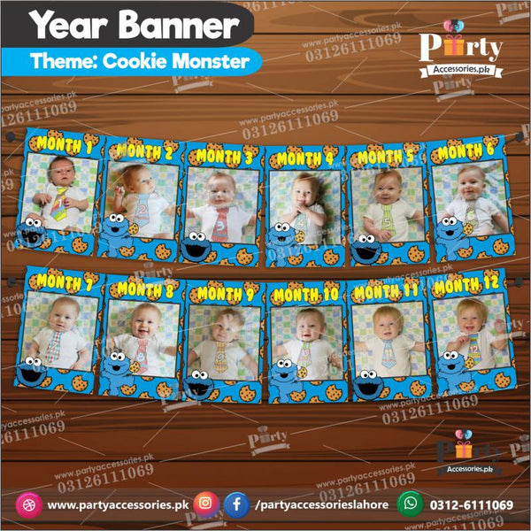 Cookie monster theme Customized Month wise year Picture banner for Wall  decoration