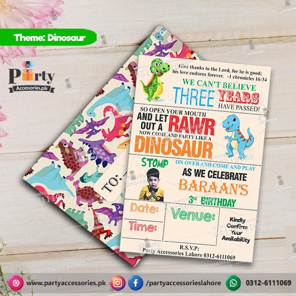Customized Dinosaur theme Party Invitation Cards