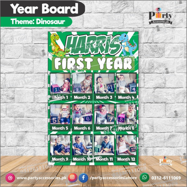 Customized Month wise year Picture board in Dinosaur theme (year board)