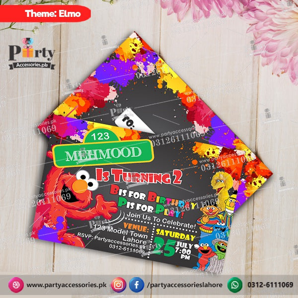 Customized elmo theme Party Invitation Cards