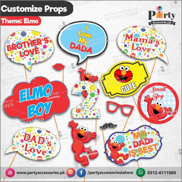 Customized props set for elmo theme birthday party