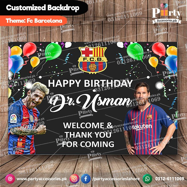 Customized FC Barcelona Theme Birthday Party Backdrop