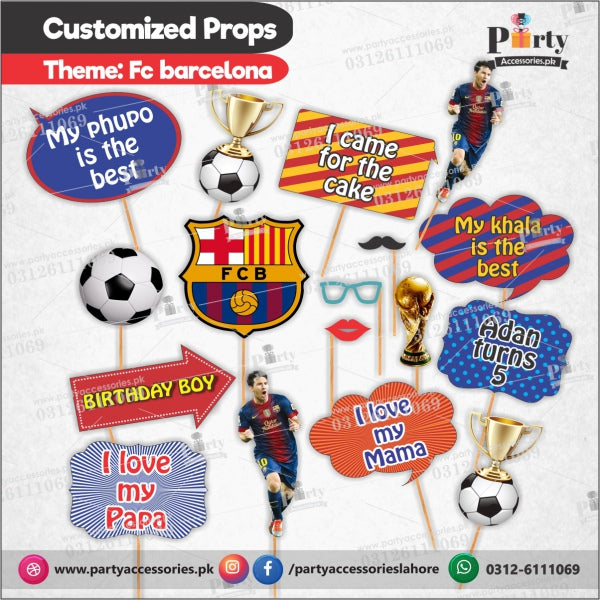 Customized props set for FC Barcelona theme birthday party