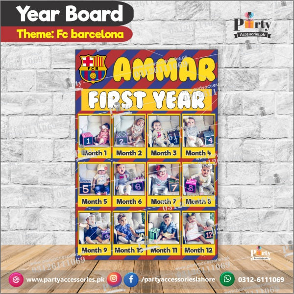 Customized Month wise year Picture board in FC Barcelona theme (year board)