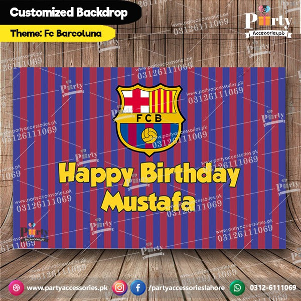Customized FC Barcelona Theme Birthday Party Backdrop