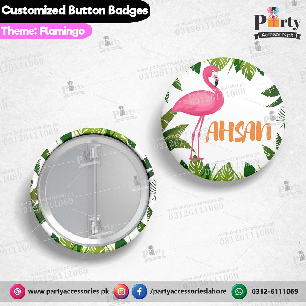 Flamingo birthday theme Customized button badge