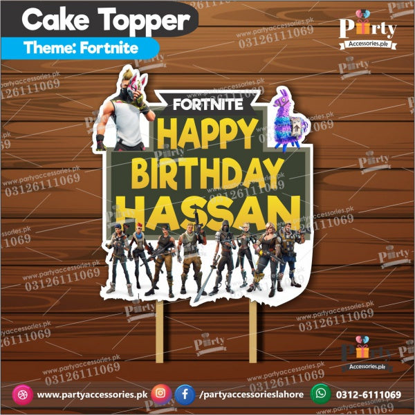 Fortnite theme customized card cake topper for birthday party decoration