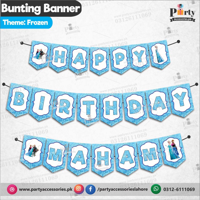 Customized Frozen theme Birthday Bunting Banner wall decoration 