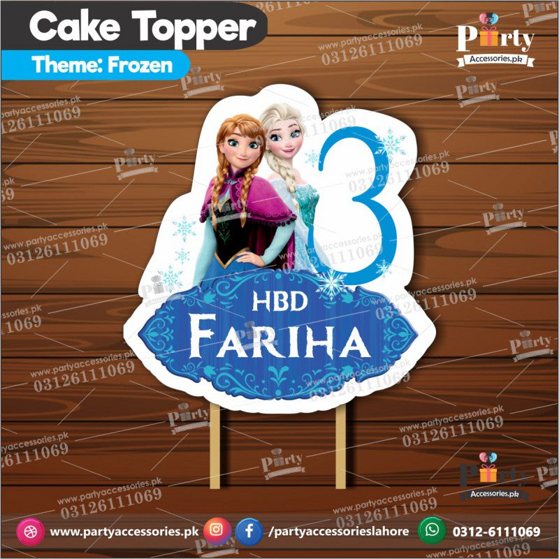 Frozen elsa theme birthday cake topper customized on card table decoration