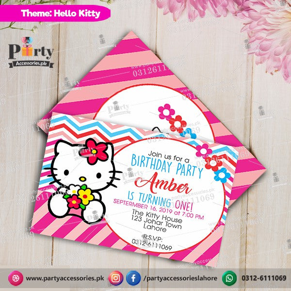 Customized Hello Kitty theme Party Invitation Cards
