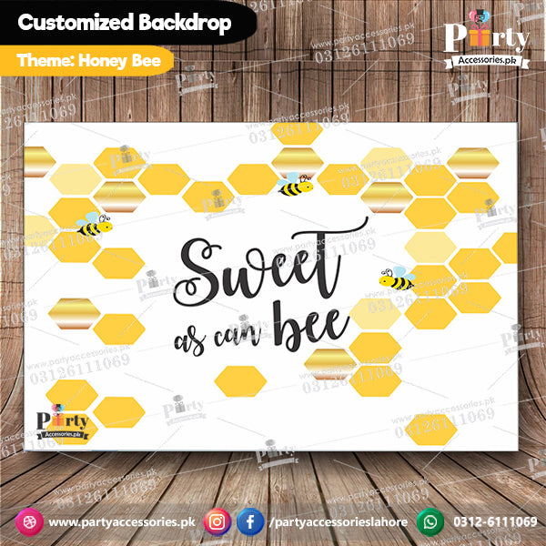 Customized Honey Bee Theme Birthday Backdrop