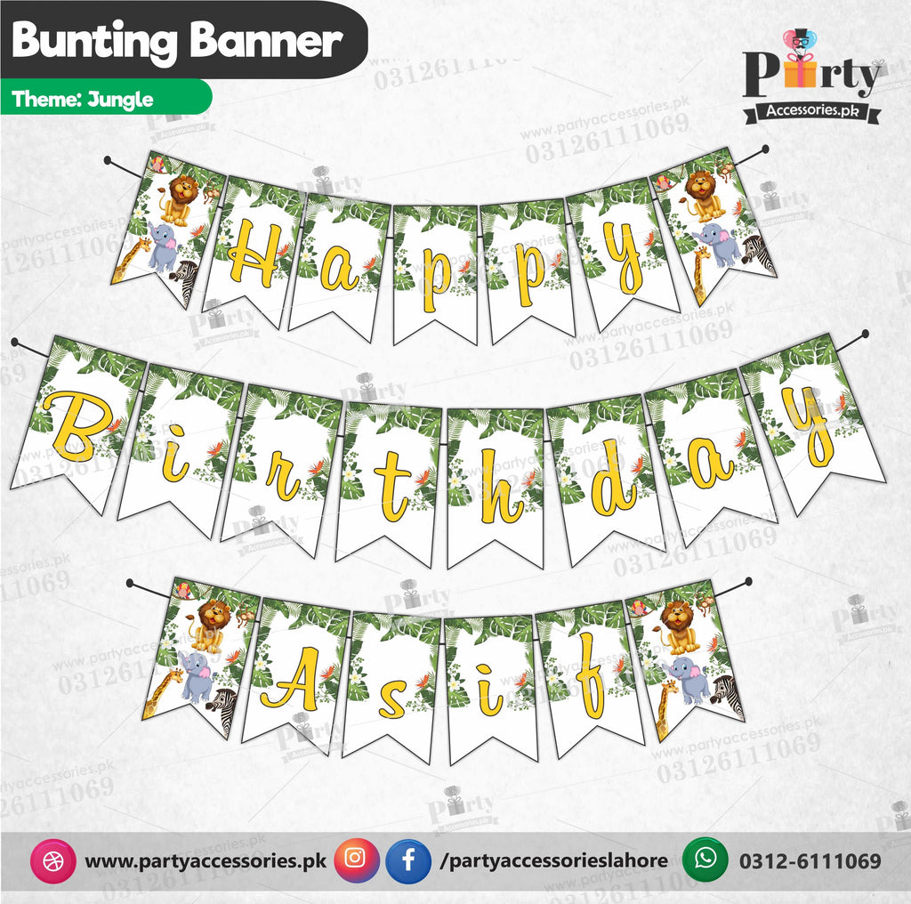 Customized Jungle theme Birthday Bunting Banner