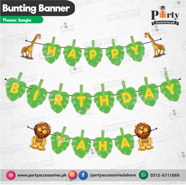 Customized Jungle theme Birthday Bunting Banner