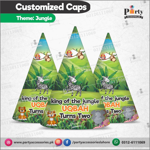 Customized Cone shape caps in Jungle safari theme birthday party