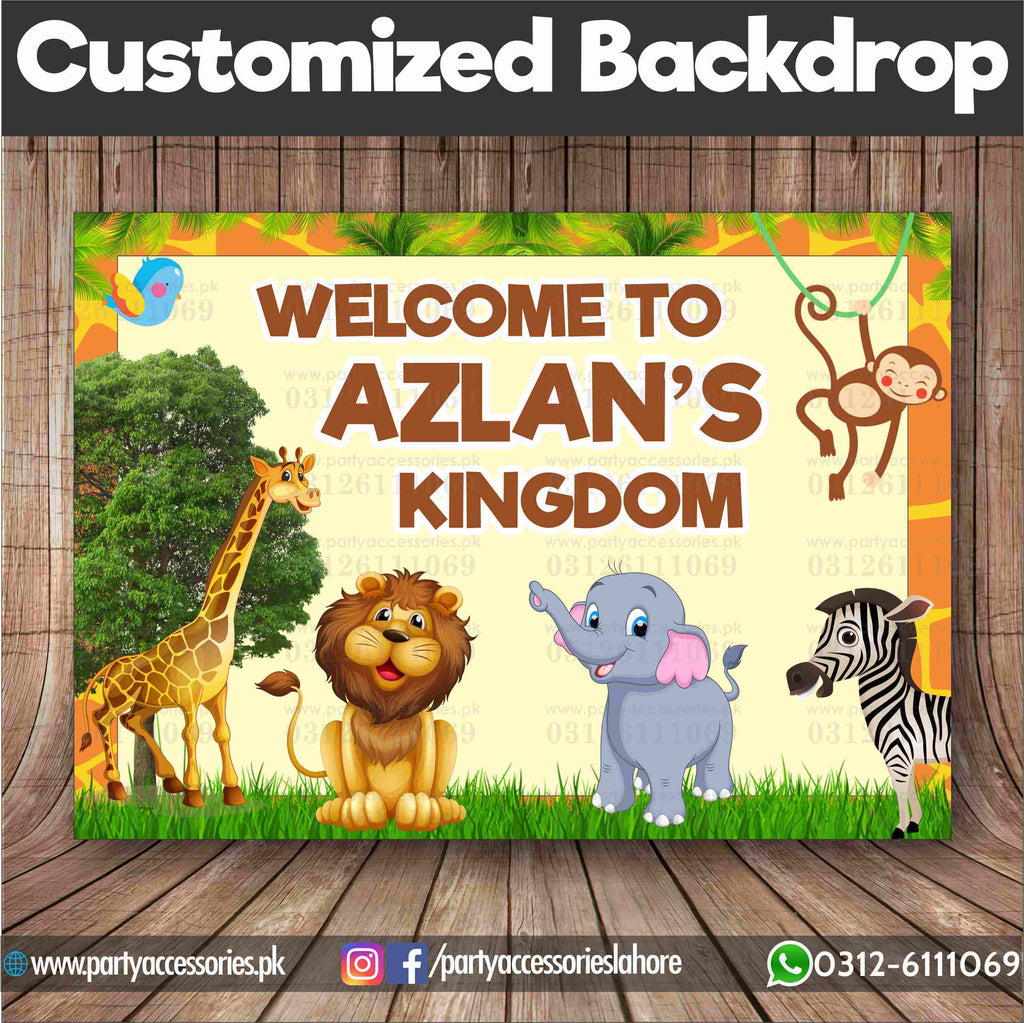 Customized Jungle safari Theme Birthday Backdrop
