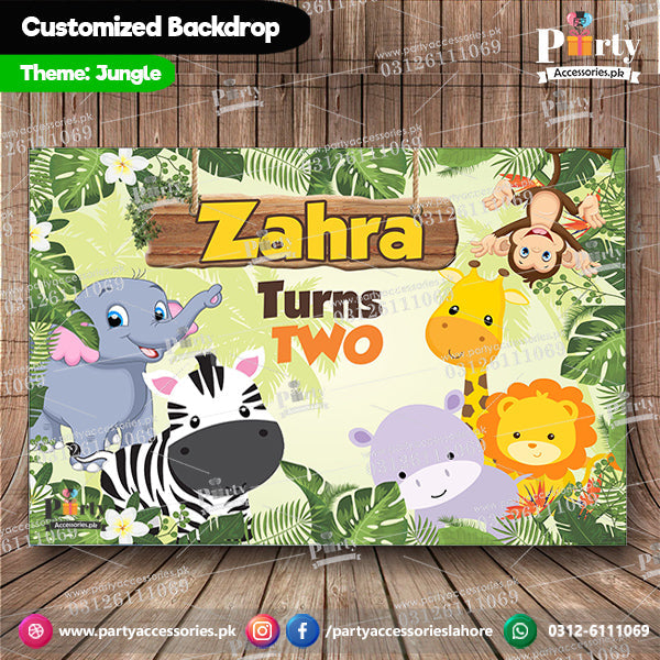 Customized Jungle safari Theme Birthday Backdrop