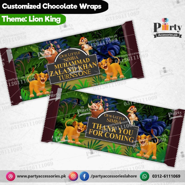 Customized Lion King theme chocolate wraps
