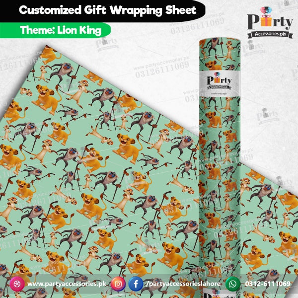 Gift wrapping sheets for Lion King theme birthday party