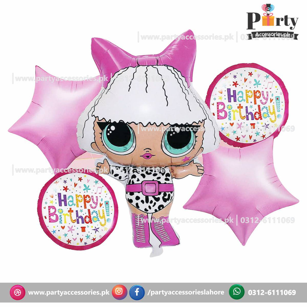 Lol doll theme foil balloons set for birthday party decoration 