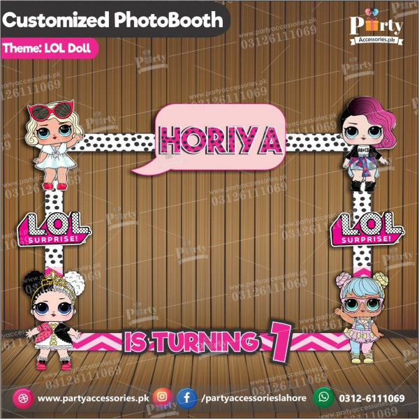 Customized Photo Booth / selfie frame in LOL doll theme birthday party