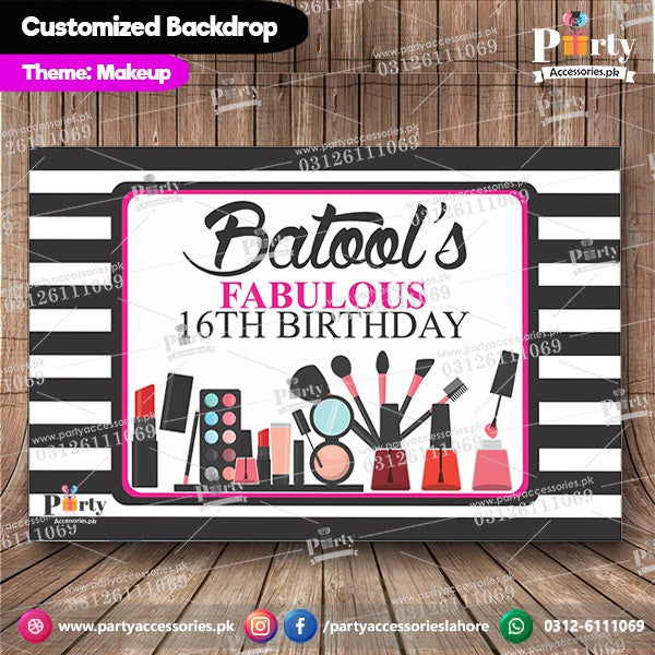 Customized Make up Theme Birthday Backdrop