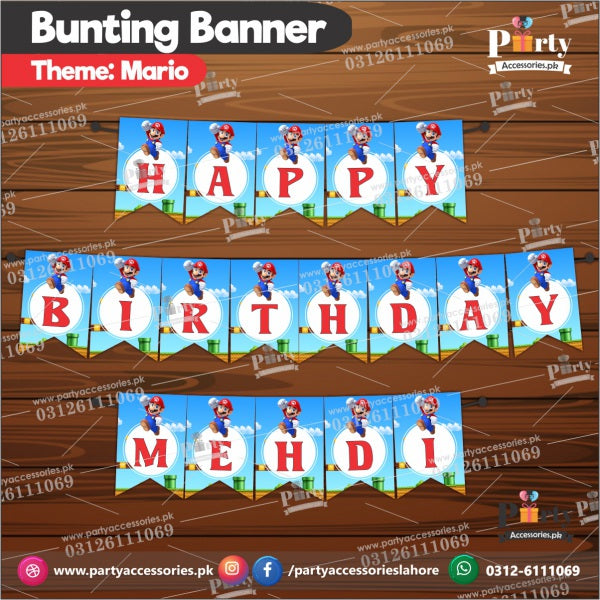Customized Super Mario theme Birthday Bunting Banner for Birthday