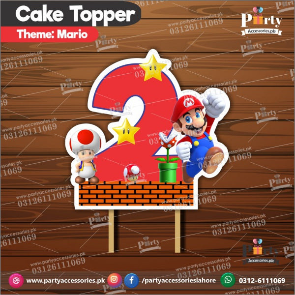 Customized card cake topper for birthday in Super Mario theme