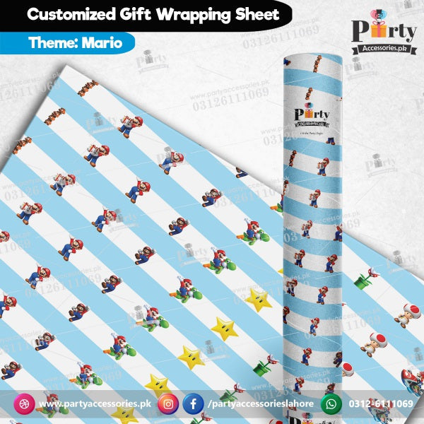Gift wrapping sheets for Super Mario theme birthday party