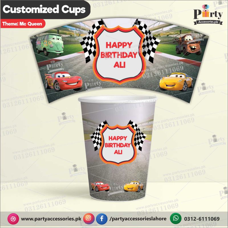 Customized disposable Paper CUPS for McQueen theme party
