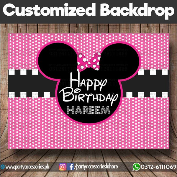 Minnie Mouse Theme Customized Birthday Party Backdrop for Wall Decoration