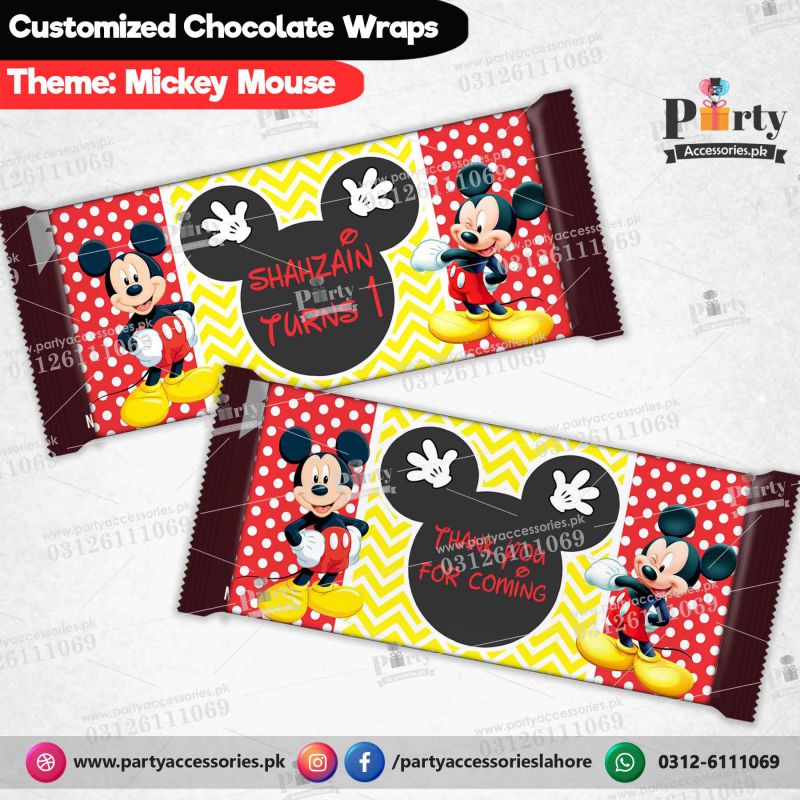 Customized Mickey Mouse theme chocolate wraps 