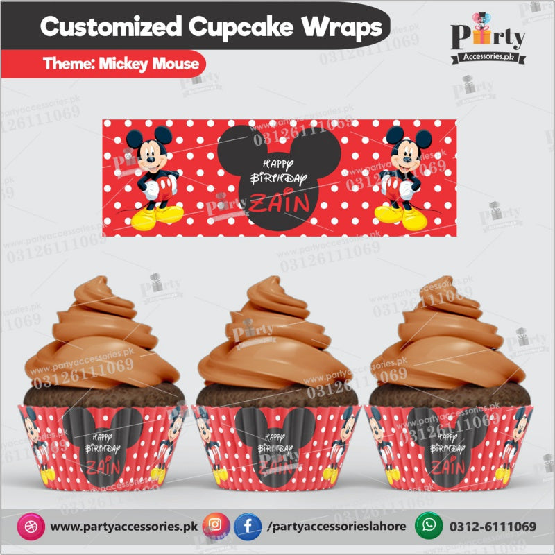 Customized Mickey Mouse theme Cupcake wraps