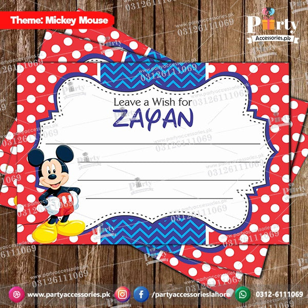 Customized wish cards in Mickey Mouse theme