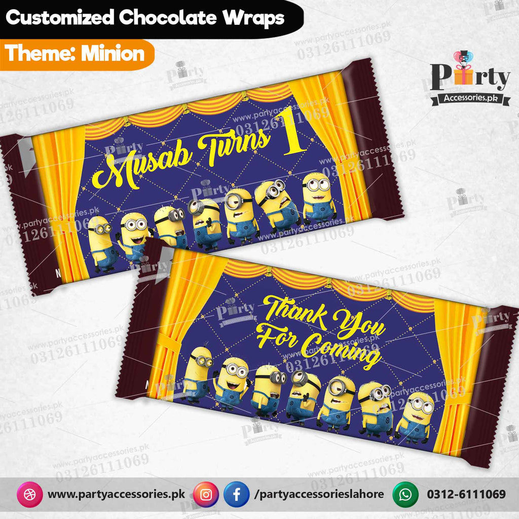 Customized Minion theme chocolate wraps