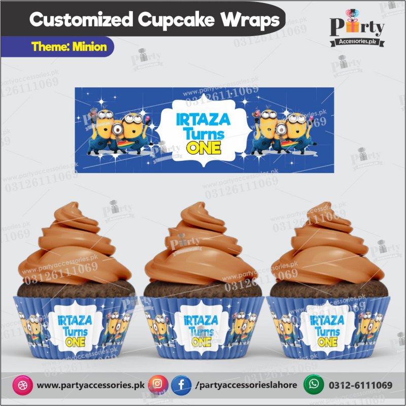 Customized minions theme Cupcake wraps