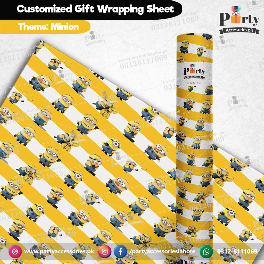 Gift wrapping sheets for Minion theme birthday party