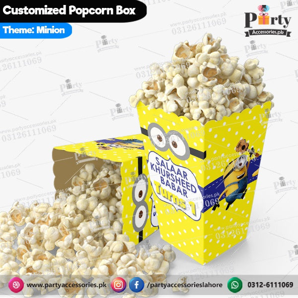 Customized Popcorn boxes for Minions themed birthday party