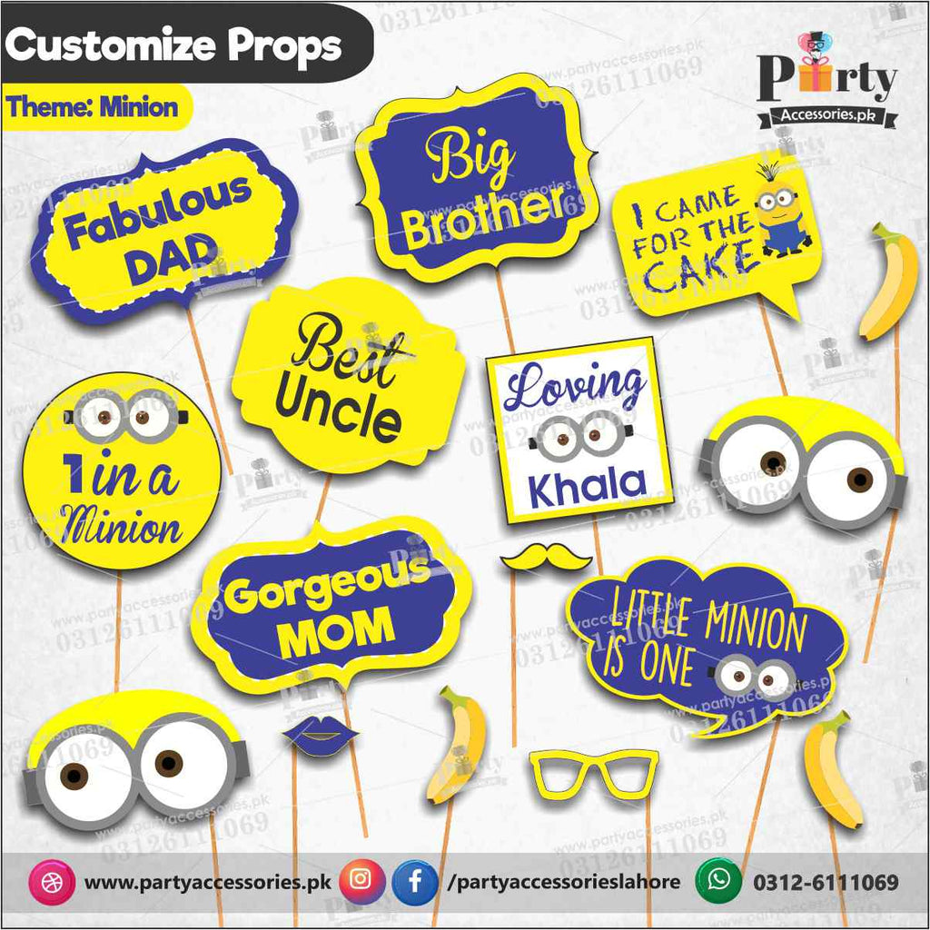 Customized props set for Minions theme birthday party