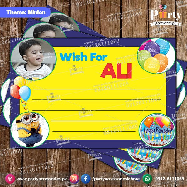 Customized wish cards in Minions theme 