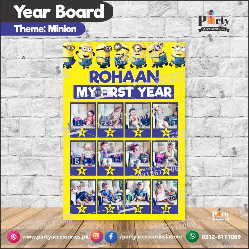 Customized Month wise year Picture board in Minions theme (year board)
